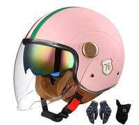 CNNGU Casco Abierto Motocicleta 3/4 Casco, Casco Unisex-Adulto Casco Abierto con Doble Visera, Estilo Retro Vintage Motocicleta Modular Medio Casco Aprobado Dot/ECE