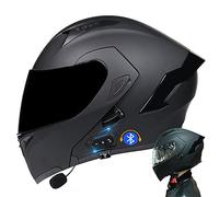 CNNGU Casco De Moto Modular Bluetooth Integrado, con Doble Visera Cascos De Motocicleta, Casco Integral ECE Homologado, para Mujeres Y Hombres, Transpirable Y Cómoda