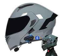 CNNGU Casco De Moto Modular Bluetooth Integrado, con Doble Visera Cascos De Motocicleta, Casco Integral ECE Homologado, para Mujeres Y Hombres, Transpirable Y Cómoda