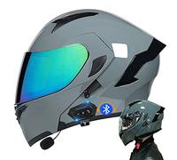 CNNGU Casco De Moto Modular Bluetooth Integrado, con Doble Visera Cascos De Motocicleta, Casco Integral ECE Homologado, para Mujeres Y Hombres, Transpirable Y Cómoda