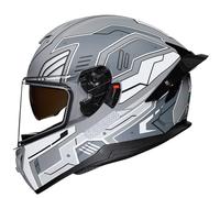 CNNGU Casco De Motocicleta, Casco Modular De Cara Completa, Cascos De Motocicleta Integrales Modulares Plegables Aprobados por La ECE con Doble Lente, M ~ XL