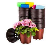 CNNIK 100 Unids Macetas de Plástico de 10 cm para as Plantas o Flores Contenedor de Semillas con 100 Etiquetas Macetas de Plástico para Plantas Flores y Jardinería