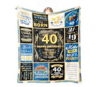 cnnouart Regalos de cumpleaños número 40 para hombres y hombres, regalos de cumpleaños de 40 años, mantas de forro polar de franela de felpa suave y cálida, decoraciones de 40 cumpleaños para
