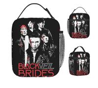 CNQPJKYAQ Black Veil Brides Band Bolsa de Almuerzo Cómoda Fiambrera Bolsa de refrigeración con Estampado de Playa Bolsas de Comida Oxford Tote de Ocio
