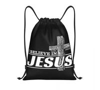 CNQPJKYAQ Mochila con cordón Personalizada Creo en Jesucristo para Mujeres Sport Sport Mochila de Gimnasio Cristianismo portátil Bolsa de Entrenamiento de fe