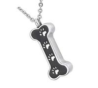 Cnrfeoap 2 collares con colgante de urna conmemorativa para mascotas con forma de hueso y diseño de patas, soporte para cenizas para recuerdos valiosos de cremación para mascotas