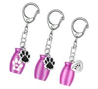 Cnrfeoap 3 medallones de metal con forma de patas de perro, llavero para cenizas, llavero de recuerdo amoroso, urna de recuerdo, joyería para cenizas de cremación
