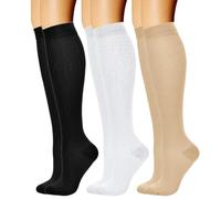 Cnrfeoap 3 pares de calcetines comprimidos que aumentan el rendimiento, para aliviar la fatiga, calcetines largos para un estilo de vida activo y cuidado diario de las piernas, calcetines para