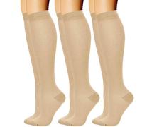 Cnrfeoap 3 pares de calcetines comprimidos que aumentan el rendimiento, para aliviar la fatiga, calcetines largos para un estilo de vida activo y cuidado diario de las piernas, calcetines para