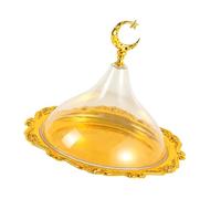 Cnrfeoap Bandeja versátil para exhibición de alimentos con cubierta acrílica resistente al polvo y soporte de metal, adecuada para platos de postre