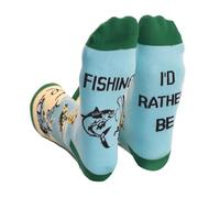 Cnrfeoap Calcetines de pescador absorbentes para actividades al aire libre con divertida frase de pesca I'd Rather Be Dad Grandpa I'd Rather Be Funny Socks