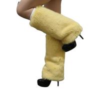 Cnrfeoap Calentadores de piernas estéticos con patrón colorido para invierno, moda y fiestas temáticas, fundas de botas de felpa mullida, polainas, calcetines, calentadores de piernas peludos, 800