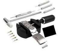 Cnrfeoap Juego de extracción de eslabones de reloj y removedor de pines de repuesto para correa de reloj ajustable, herramienta de extracción de pasadores de reloj, negro, 12PCS