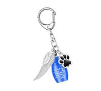Cnrfeoap Llavero de alta calidad para pérdida de mascotas, diseño de ala, joyería de cremación de acero inoxidable para compañía, cadena de cremación portátil para mascotas