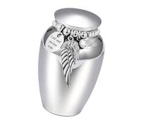 Cnrfeoap Recipiente decorativo para cenizas de mascotas con sello de agarre de ala de cuentas grabadas, a prueba de fugas, urna para perros y gatos, para almacenamiento en el hogar y viajes