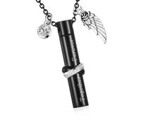 Cnrfeoap Simple Wing - Urna conmemorativa para cenizas de cremación, caja de metal, collar, urna para cenizas, contenedor de memoria para mascotas