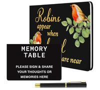 CNSJ Libro de recuerdos funerarios, regalo conmemorativo, libro de invitados funerarios con bolígrafo de tarjeta de mesa para servicio conmemorativo, oración, condolencia, recuerdo