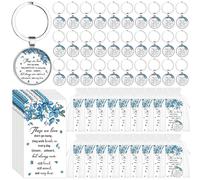 CNSJ Llavero conmemorativo Forget Me Not, recuerdos funerarios con llavero de flores, tarjetas de recuerdo a granel, bolsas de organza para la pérdida de un ser querido, recuerdo de invitados, azul