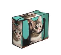 CNTDBU A Curious Cat - Bolsa de compras resistente al agua, reutilizable, con cremallera, bolsa de almacenamiento plegable para viajes, picnic