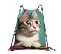 CNTDBU A Curious Cat - Mochila grande impermeable y ligera para deportes de gimnasio, mochila casual con cordón para viajes, senderismo