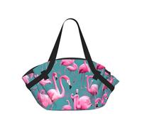 CNTDBU A flock of flamencos 2 en 1 manta de picnic plegable impermeable alfombra redonda para parque de playa, bolsa portátil de camping con bolsillos de almacenamiento para aventuras al aire libre