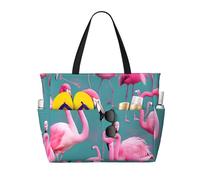 CNTDBU A flock of flamencos - Bolsa de viaje de playa de gran capacidad, impermeable, con 7 bolsillos, bolsa de gran tamaño para gimnasio, camping, ligera y plegable