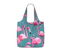 CNTDBU A flock of flamencos Packaway - Bolsa plegable ligera y reutilizable para comestibles, mochila de viaje de 25 litros con cordón para el trabajo y el gimnasio