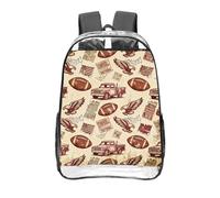 CNTDBU American Retro - Mochila transparente de 16 pulgadas, bolsa de PVC transparente aprobada para estadios, bolsillo frontal con estampado personalizado, mochila de viaje ligera unisex