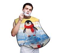 CNTDBU Babero de afeitado con bufanda de pingüino para hombre, recogedor de pelo para recortar la barba, delantal de peluquero impermeable con ventosas