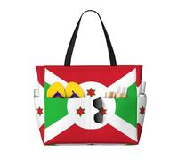 CNTDBU Bandera de Burundi Bolsa de viaje de playa de gran capacidad, impermeable, con 7 bolsillos, bolsa de gran tamaño para gimnasio, camping, ligera, plegable