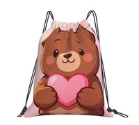 CNTDBU Bear Heart Love - Mochila grande impermeable y ligera para deportes de gimnasio, mochila casual con cordón para viajes, senderismo