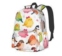 CNTDBU Bird Party - Mochila ligera e informal para adultos, mochila de viaje de gran capacidad con correas acolchadas, bolsa de viaje resistente al agua