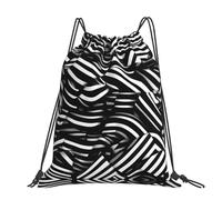 CNTDBU Black And White Lines - Mochila grande impermeable y ligera para deportes de gimnasio, mochila casual con cordón para viajes, senderismo