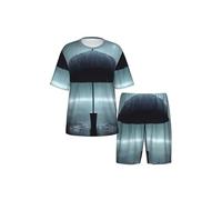 CNTDBU Black Umbrella In The Rain - Conjunto de pijama de manga corta para hombre, suave, transpirable, ropa de dormir de verano, ropa de descanso ligera con bolsillos para el hogar, Negro, XL