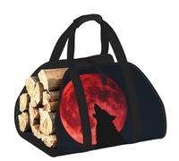 CNTDBU Blood Moon Wolf - Bolsa de transporte de leña de lona resistente, impermeable, con asas acolchadas