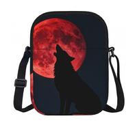 CNTDBU Blood Moon Wolf - Bolso cruzado pequeño con cremallera para mujer, impermeable, casual, para viajes, cartera de teléfono