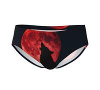 CNTDBU Blood Moon Wolf - Calzoncillos triangulares para hombre, ropa interior elástica y transpirable con bolsa, cintura sin etiquetas, absorbe la humedad para uso diario, Negro, XL