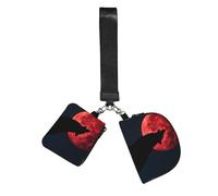 CNTDBU Blood Moon Wolf - Cartera con llavero para mujer, bolsa de muñeca pequeña para llaves, tarjetas, paquete de 2 bolsas con cremallera para correr, gimnasio, viajes, deportes al aire libre