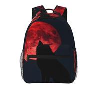CNTDBU Blood Moon Wolf - Mochila ligera e informal para adultos, mochila de viaje de gran capacidad con correas acolchadas, bolsa de viaje resistente al agua