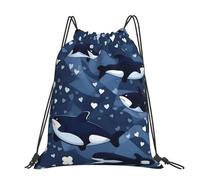 CNTDBU Blue Killer Whale - Mochila grande impermeable y ligera para deportes de gimnasio, mochila casual con cordón para viajes, senderismo