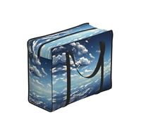 CNTDBU Blue Sky And White Clouds - Bolsa de compras resistente, impermeable, reutilizable, con cremallera, bolsa de almacenamiento plegable para viajes, picnic