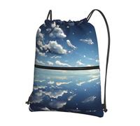 CNTDBU Blue Sky and White Clouds, mochila con cordón y cremallera, impermeable, ligera, para deportes de gimnasio, bolsa de cincha ajustable para viajes, senderismo