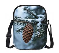 CNTDBU Bolsa cruzada pequeña con rama de pino verde, monedero ligero con cremallera para mujer, bolsa impermeable casual para viajes, cartera de teléfono