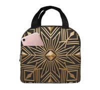 CNTDBU Bolsa de almuerzo aislada con emblema Art Déco, bolsa térmica con forro de aluminio, lonchera impermeable para el trabajo