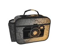 CNTDBU Bolsa de almuerzo aislada con icono de mapa de cámara para hombres y mujeres, bolsa térmica para el trabajo, oficina, lonchera a prueba de fugas con bolsillo de malla para alimentos