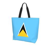 CNTDBU Bolsa de compras grande con la bandera de Santa Lucía para mujer, ligera, resistente al agua, para el trabajo, viajes, uso diario