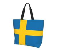 CNTDBU Bolsa de compras grande con la bandera de Suecia para mujer, ligera, resistente al agua, para el trabajo, viajes, uso diario