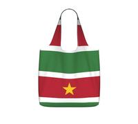 CNTDBU Bolsa de compras plegable con diseño de bandera de Surinam, ligera, reutilizable, plegable, para comestibles, mochila de viaje de 25 litros con cordón para el trabajo y el gimnasio