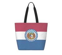 CNTDBU Bolsa de compras reutilizable Tyvek con la bandera del estado de Missouri, ligera, plegable, de papel, impermeable, duradera, respetuosa con el medio ambiente, para compras, trabajo, viajes