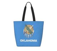 CNTDBU Bolsa de compras reutilizable Tyvek con la bandera del estado de Oklahoma, ligera, plegable, de papel, impermeable, duradera, respetuosa con el medio ambiente, para compras, trabajo, viajes